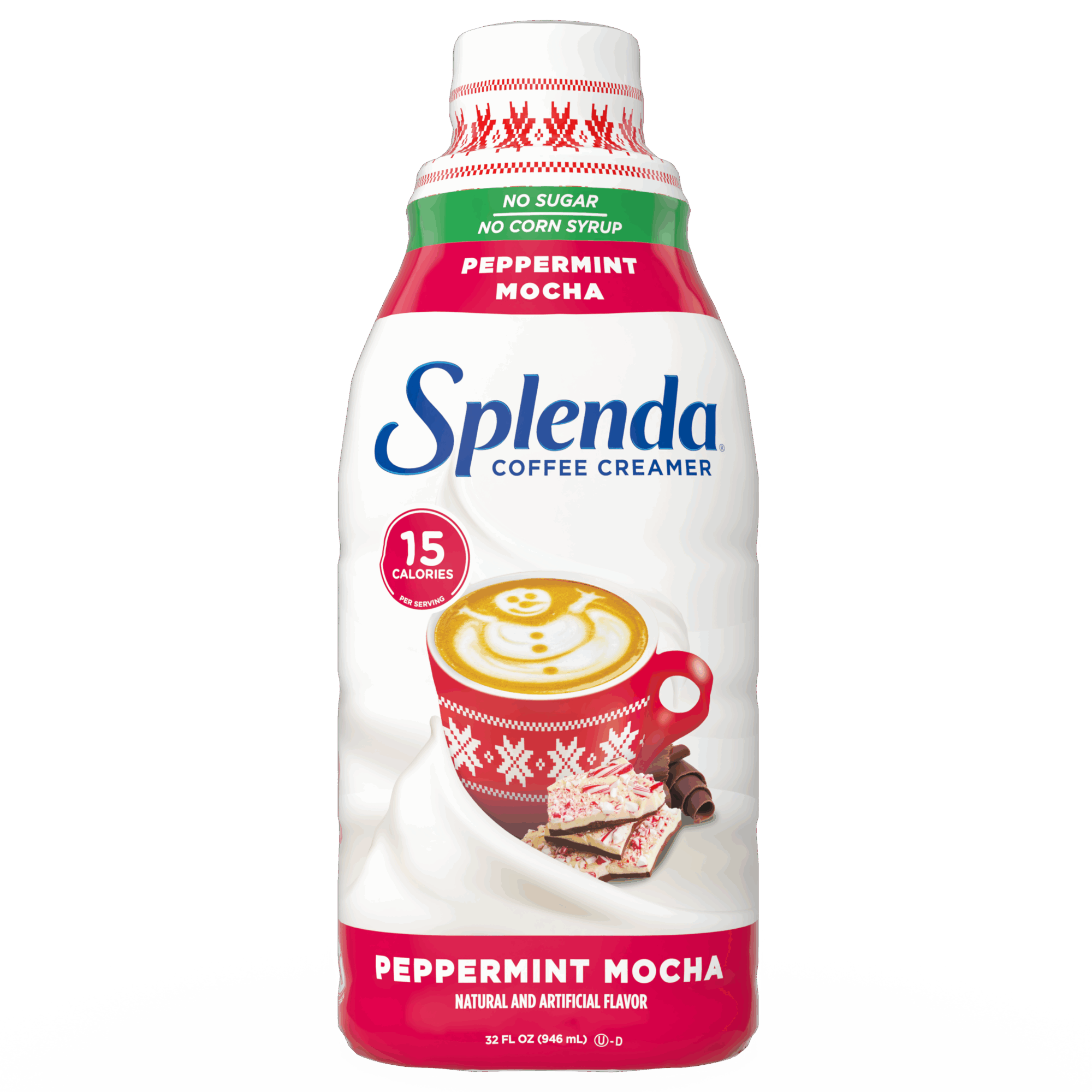 Splenda Coffee Creamer - Peppermint Mocha, 32oz. Bottle - Front