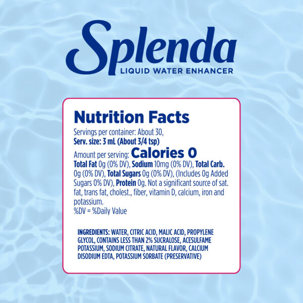 Splenda Strawberry Watermelon Clear Liquid Water Enhancer - Nutrition