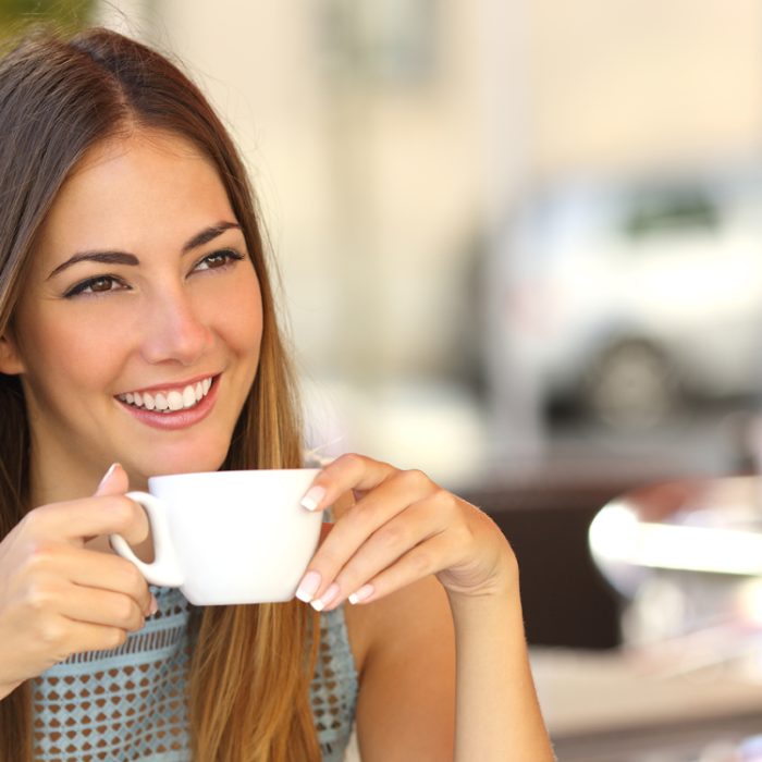 Woman drinking coffee